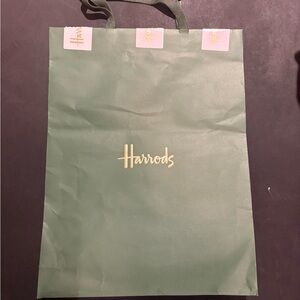 Harrods Forest Green Tote with Gold Logo